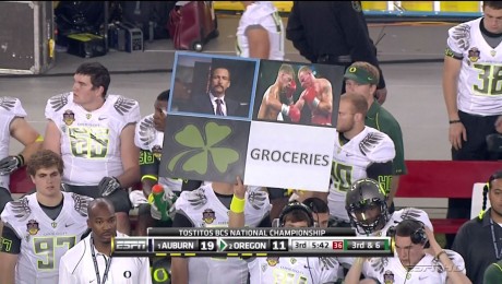 Oregon play card - Jim Rome, boxing, four-leaf clover, GROCERIES